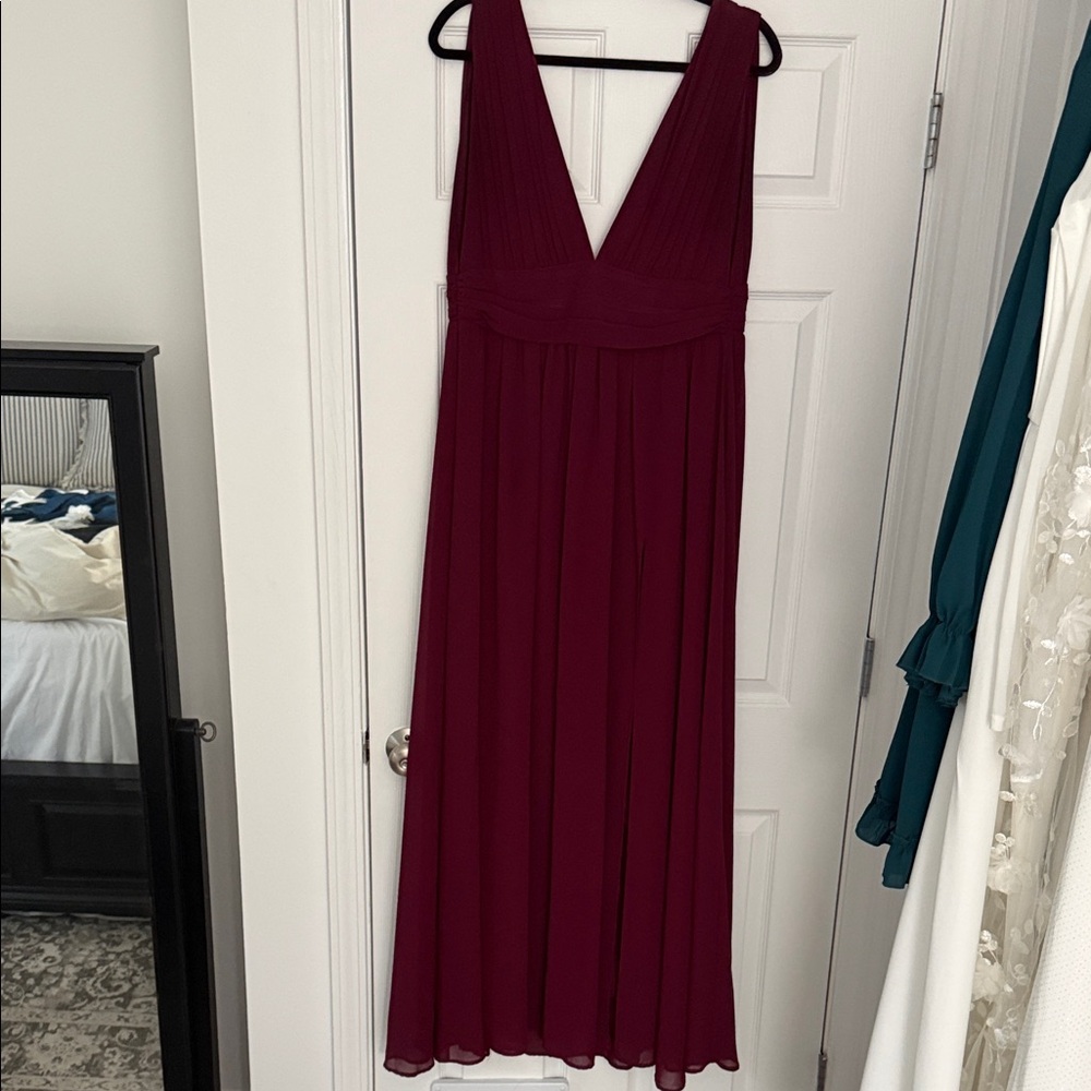 Lulu's Deep Red Backless V-Neck Dress
